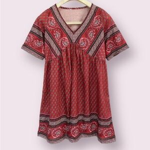 Boho Style Midi Dress in Red